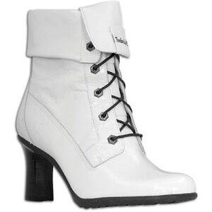 VINTAGE Timberland High Heel White Patent Leather Boots Bootie  55357 sz… 10